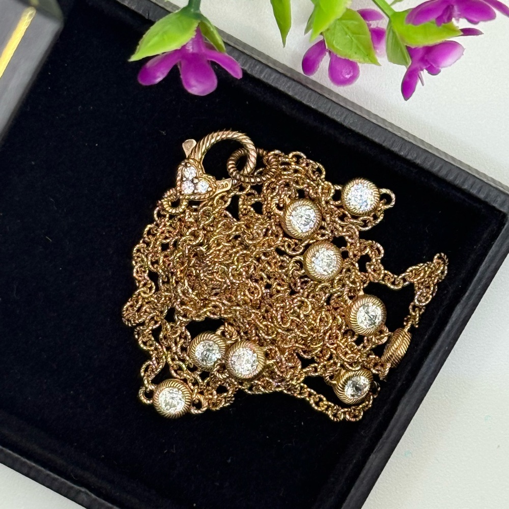 Judith Ripka Sterling Silver 925 Rose Gold Diamonique CZ 36 inch Chain Necklace
